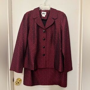 Elegant Burgundy Blazer and Skirt Set